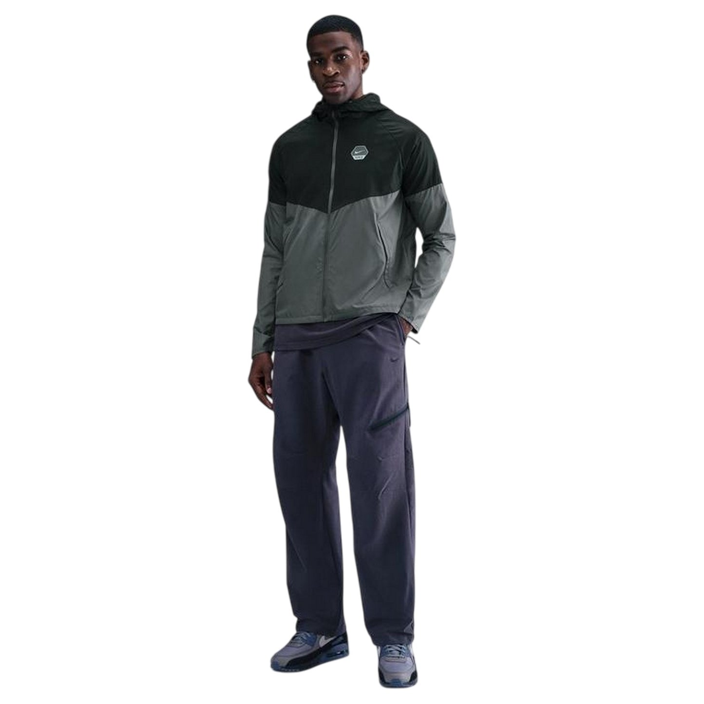 Grey-Black - Front - Nike Mens City Run Swoosh Jacket