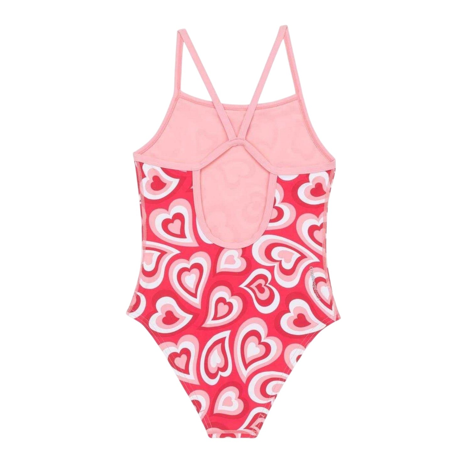 Red - Back - Slazenger Girls Hearts One Piece Swimsuit