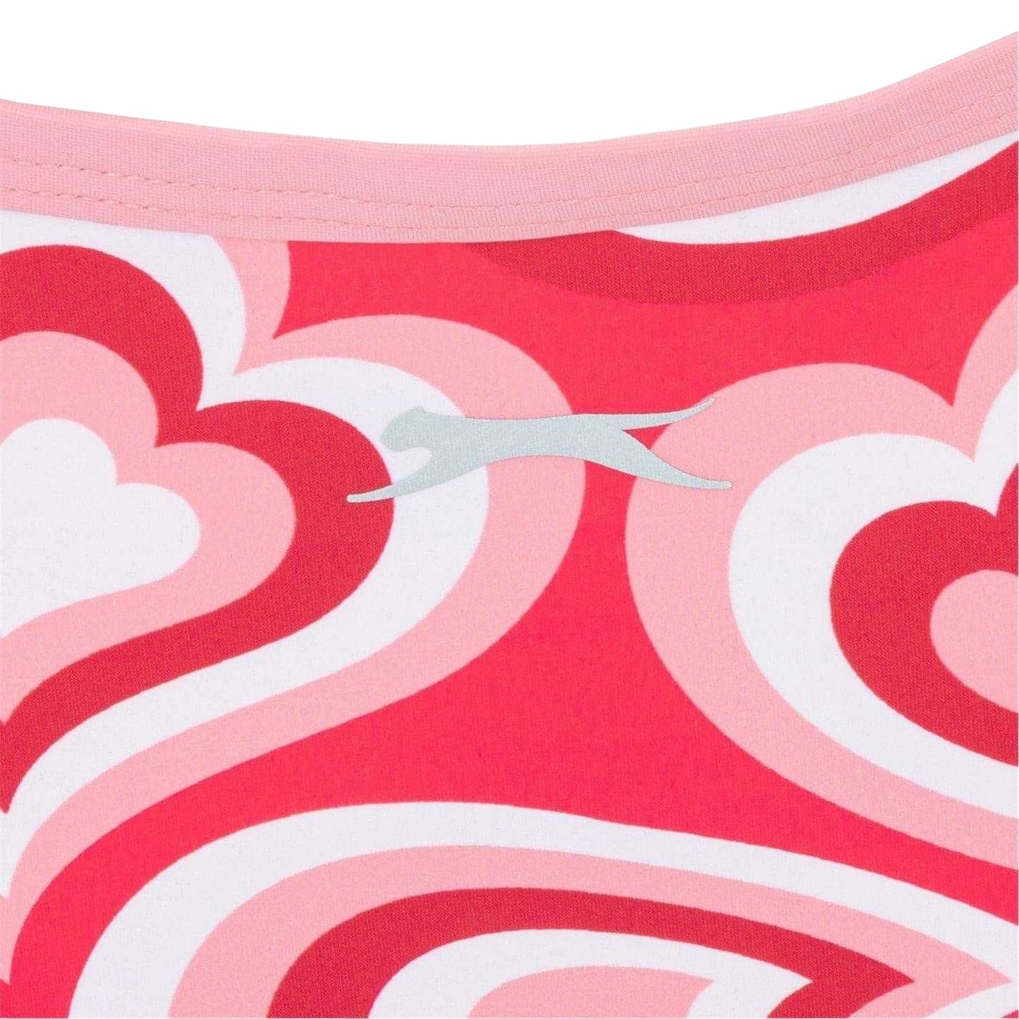 Red - Side - Slazenger Girls Hearts One Piece Swimsuit