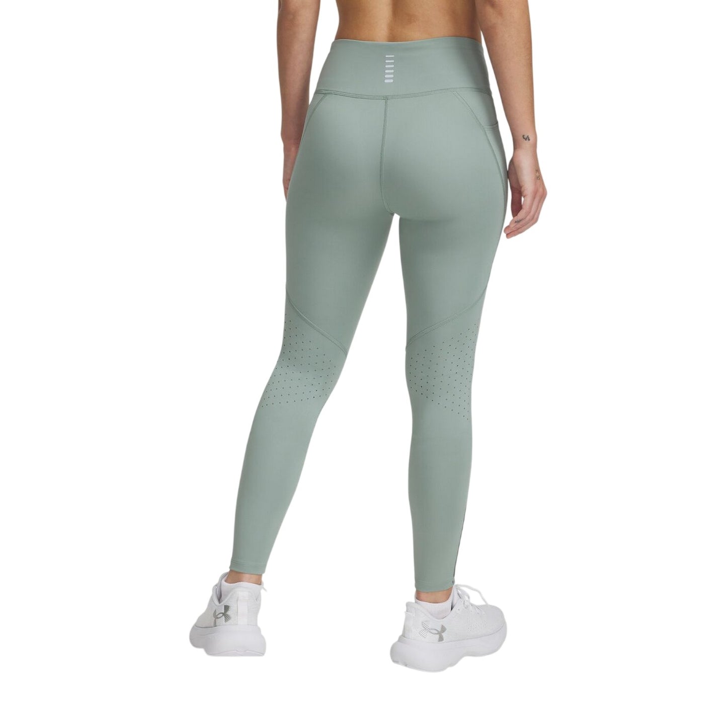 Green-Red - Back - Under Armour Womens-Ladies Fly Fast 3.0 Side Pocket Tight Leggings