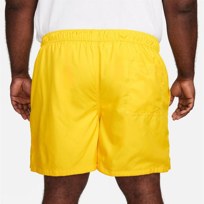 Lightning Yellow-White - Back - Nike Mens Club Flow Woven Track Shorts