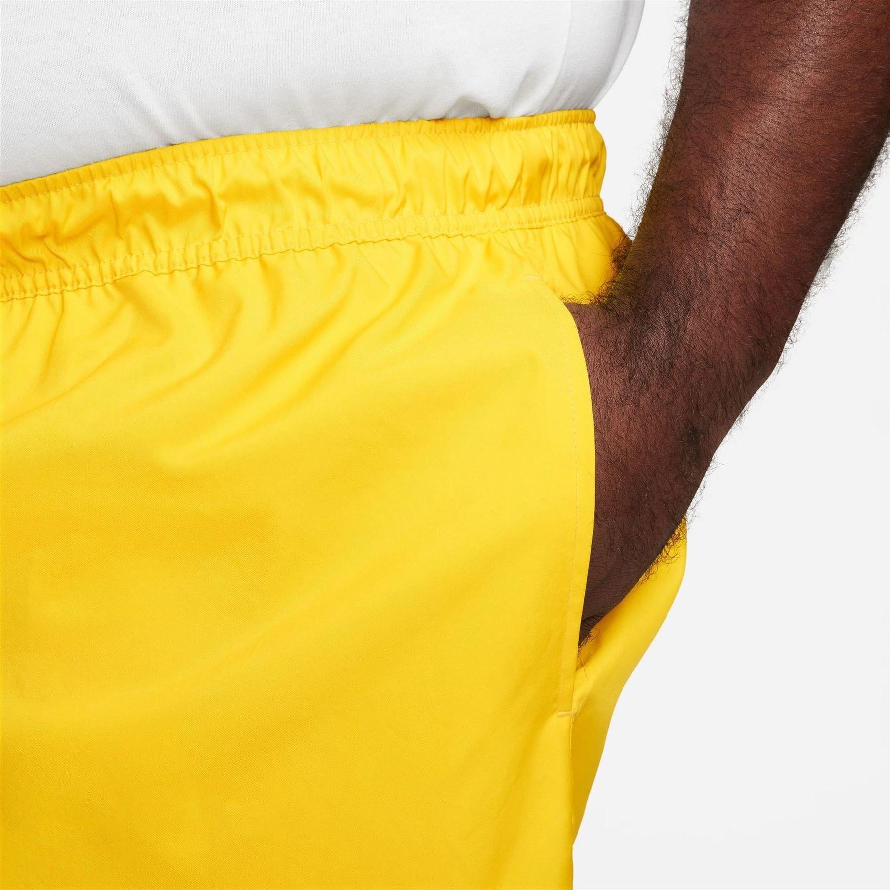 Lightning Yellow-White - Lifestyle - Nike Mens Club Flow Woven Track Shorts