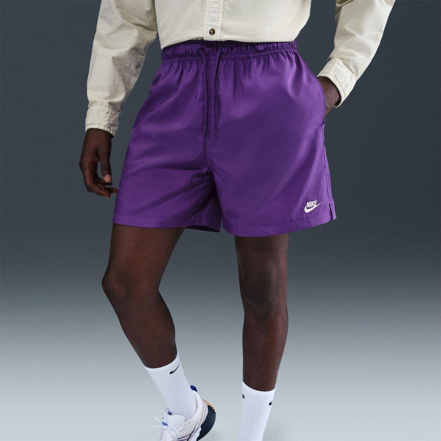 Grape Wine Purple - Pack Shot - Nike Mens Club Flow Woven Track Shorts