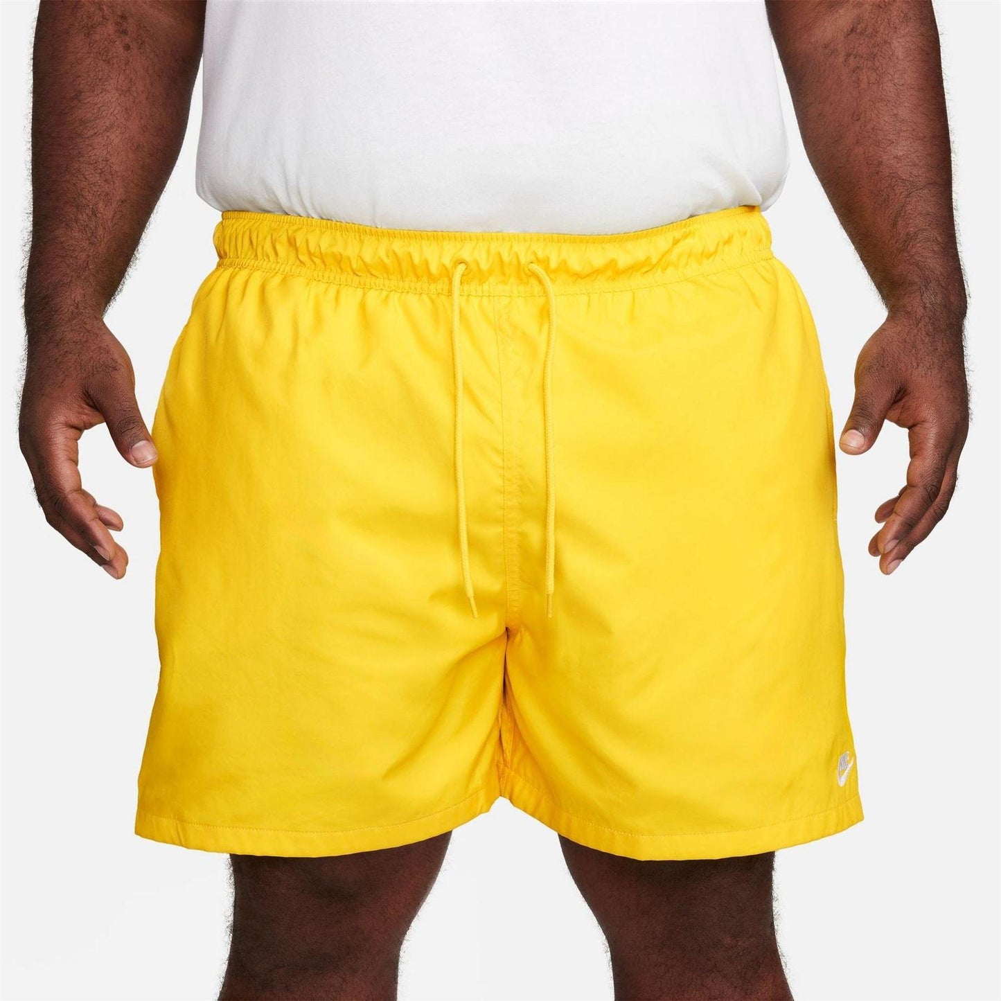 Lightning Yellow-White - Front - Nike Mens Club Flow Woven Track Shorts