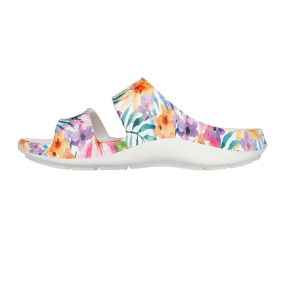 White-Multicoloured - Back - Skechers Womens-Ladies Floral Arch Fit Slides