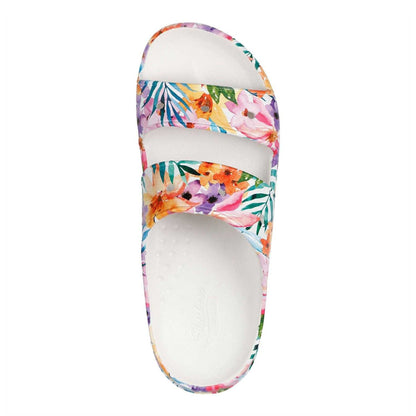 White-Multicoloured - Side - Skechers Womens-Ladies Floral Arch Fit Slides