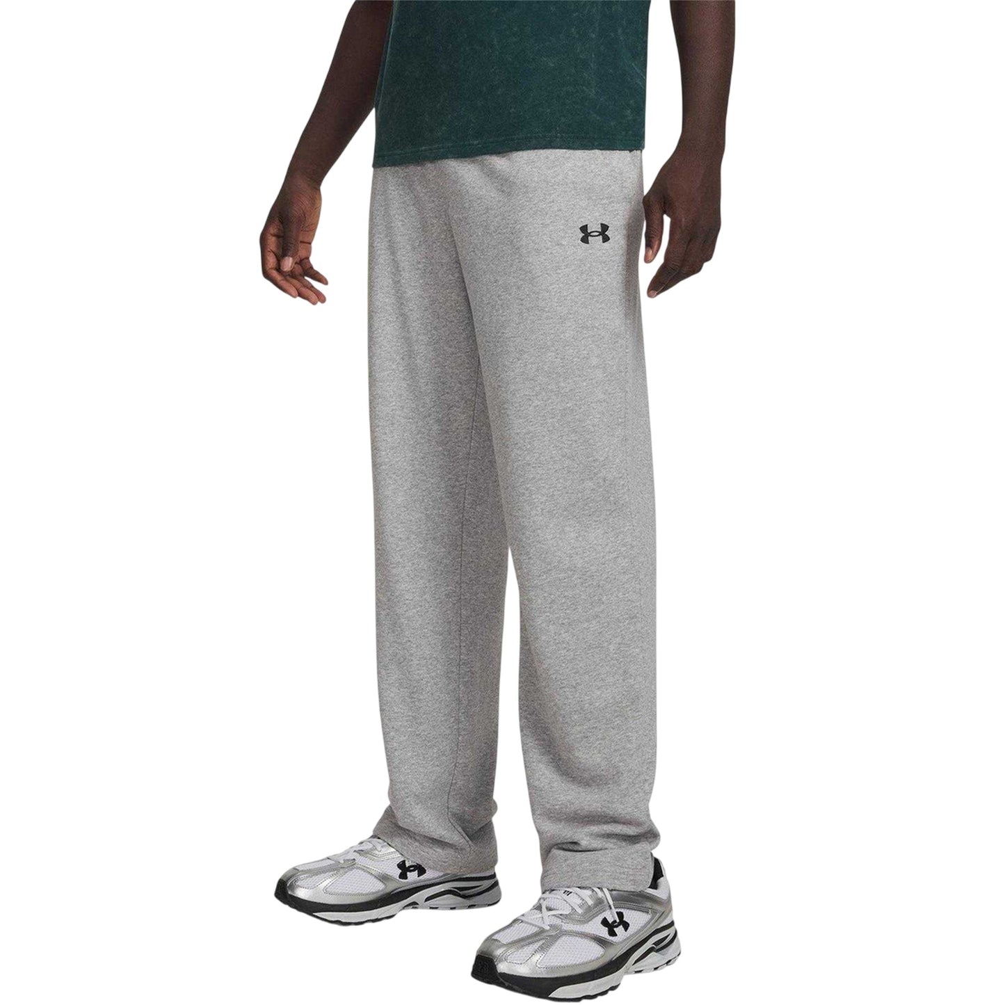 Grey-Black - Front - Under Armour Mens Rival Fleece Lightweight Joggers