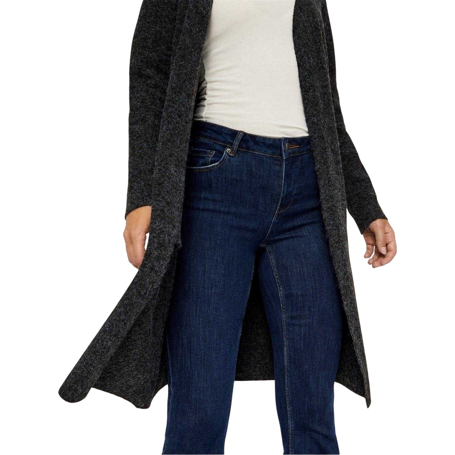 Black - Lifestyle - Vero Moda Womens-Ladies Doffy Open Front Relaxed Fit Long-Sleeved Cardigan