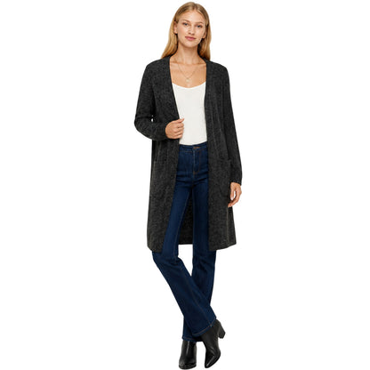 Black - Pack Shot - Vero Moda Womens-Ladies Doffy Open Front Relaxed Fit Long-Sleeved Cardigan
