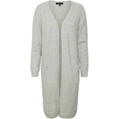 Grey - Front - Vero Moda Womens-Ladies Doffy Open Front Relaxed Fit Long-Sleeved Cardigan