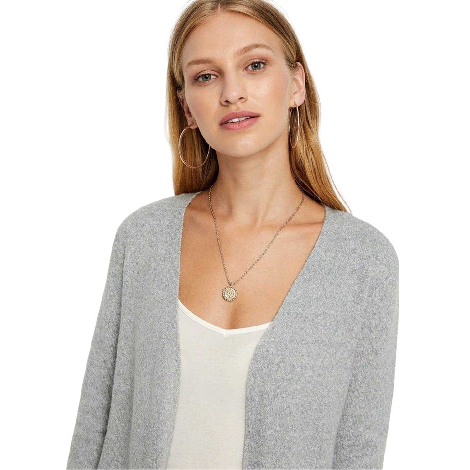 Grey - Lifestyle - Vero Moda Womens-Ladies Doffy Open Front Relaxed Fit Long-Sleeved Cardigan