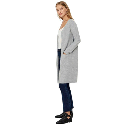 Grey - Pack Shot - Vero Moda Womens-Ladies Doffy Open Front Relaxed Fit Long-Sleeved Cardigan
