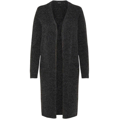 Black - Front - Vero Moda Womens-Ladies Doffy Open Front Relaxed Fit Long-Sleeved Cardigan