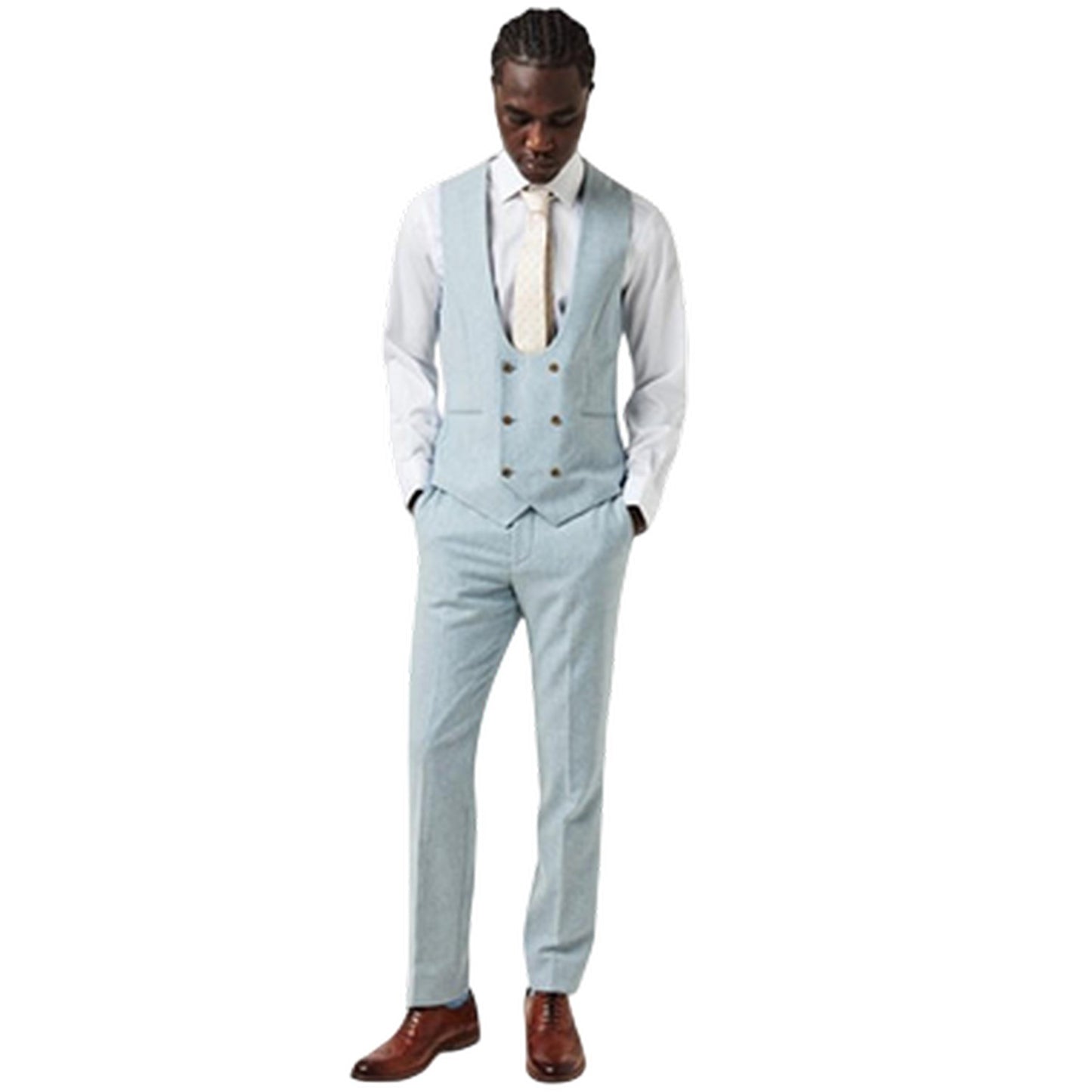 Blue - Pack Shot - Without Prejudice Mens Archer Donegal Waistcoat