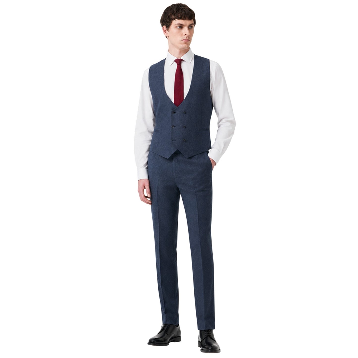 Navy Blue - Pack Shot - Without Prejudice Mens Archer Donegal Waistcoat