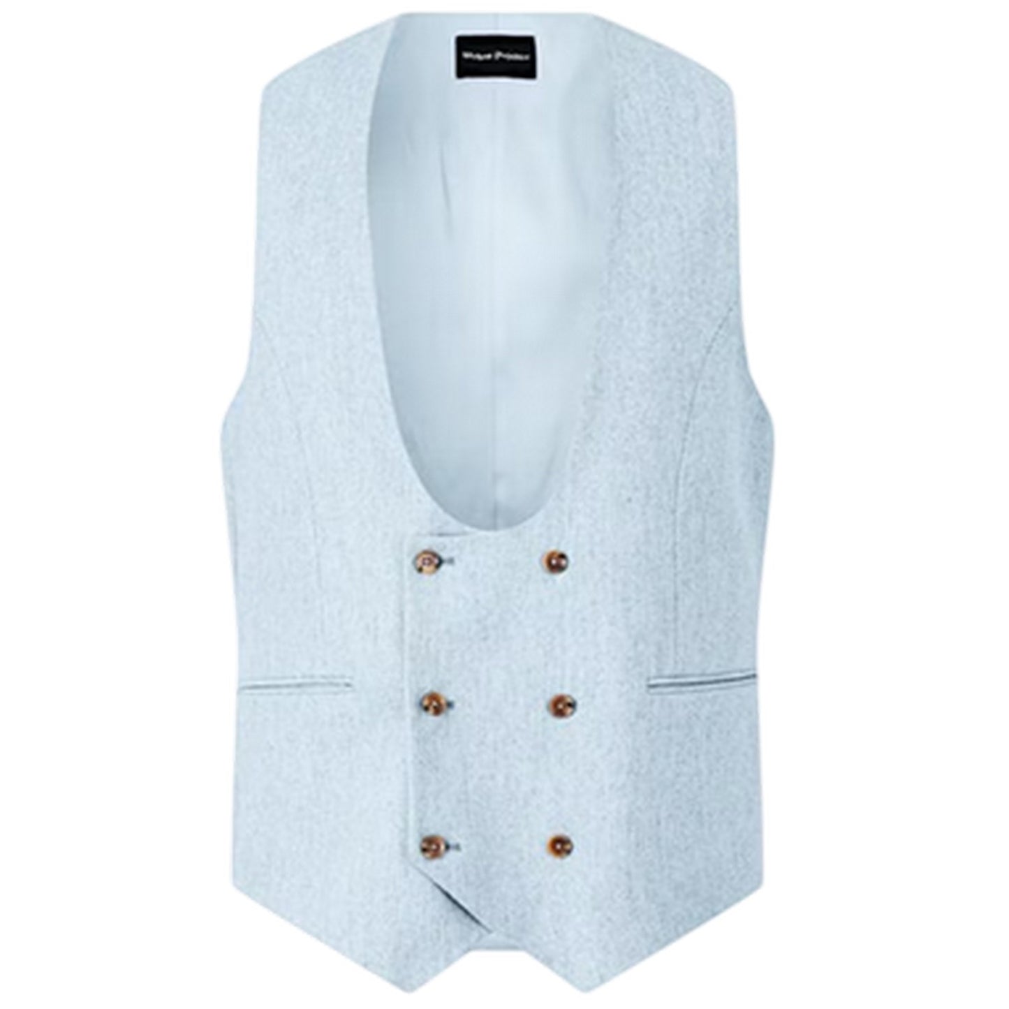 Blue - Front - Without Prejudice Mens Archer Donegal Waistcoat