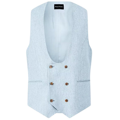 Blue - Front - Without Prejudice Mens Archer Donegal Waistcoat