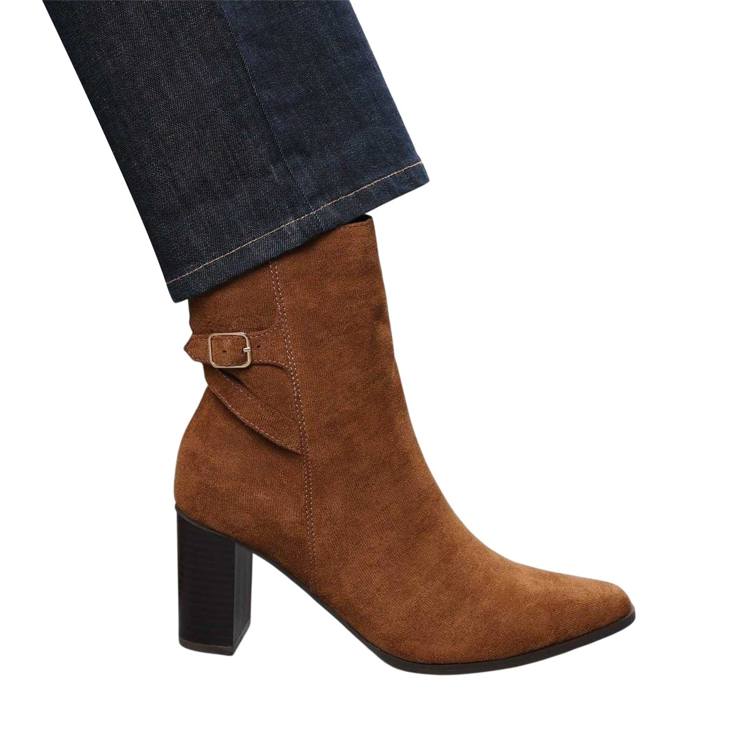 Cognac - Front - Where´s That From Womens-Ladies Suedette Block Heel Ankle Boots