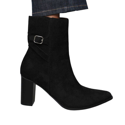 Black - Front - Where´s That From Womens-Ladies Suedette Block Heel Ankle Boots