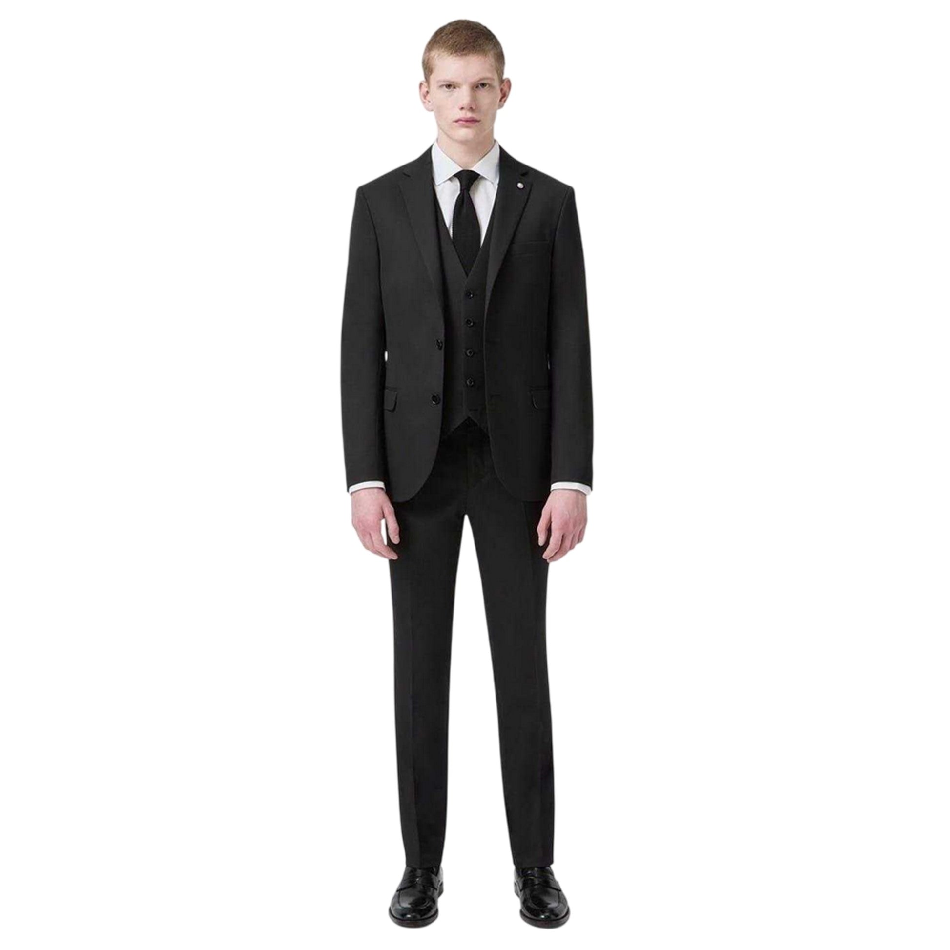 Black - Lifestyle - Twisted Tailor Mens Slim Waistcoat