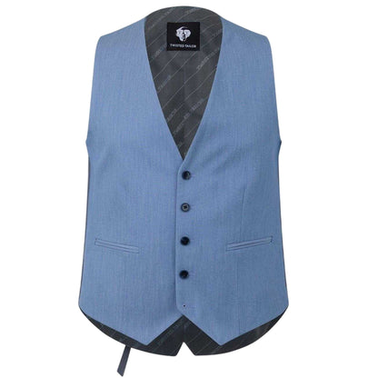 Light Blue - Front - Twisted Tailor Mens Slim Waistcoat