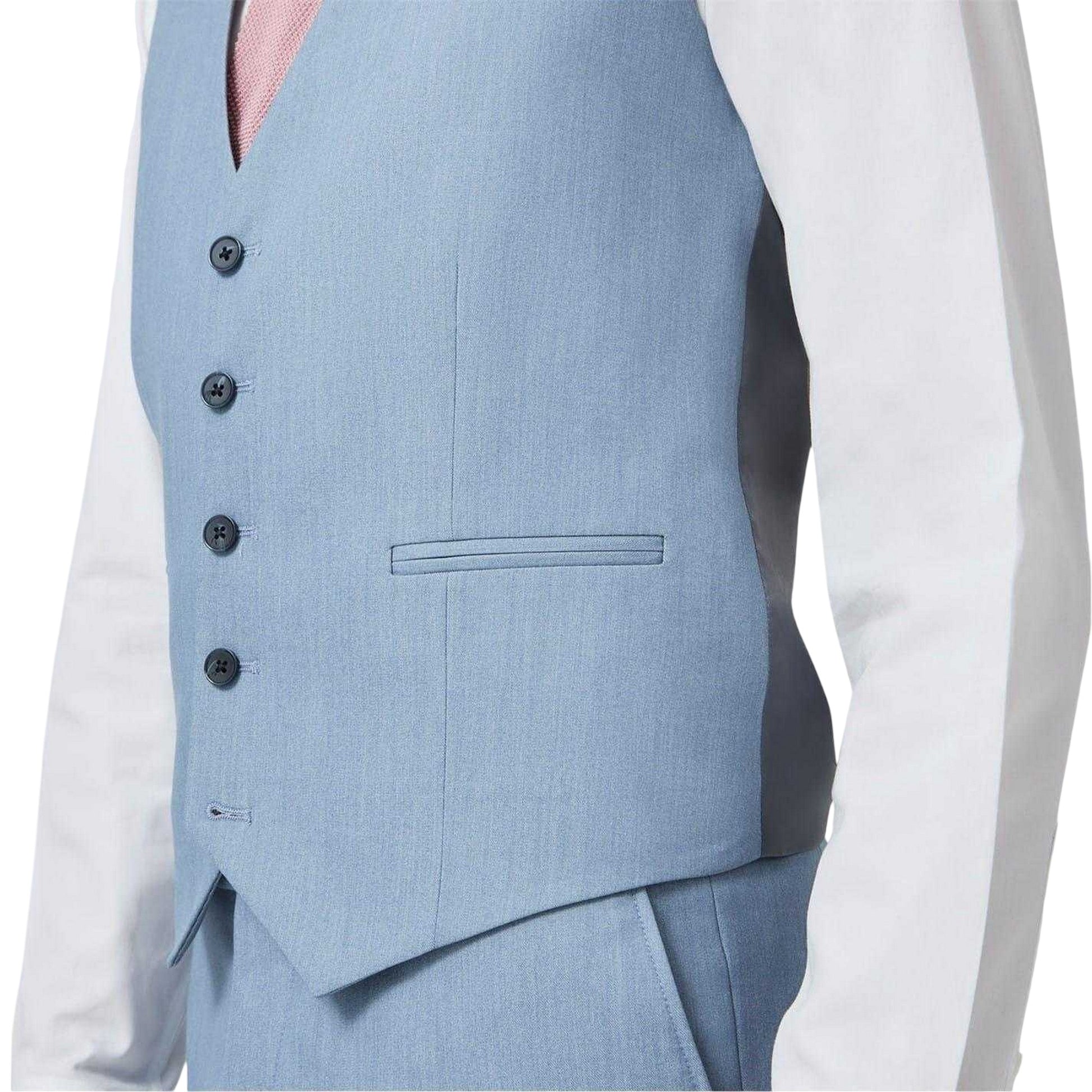 Light Blue - Side - Twisted Tailor Mens Slim Waistcoat