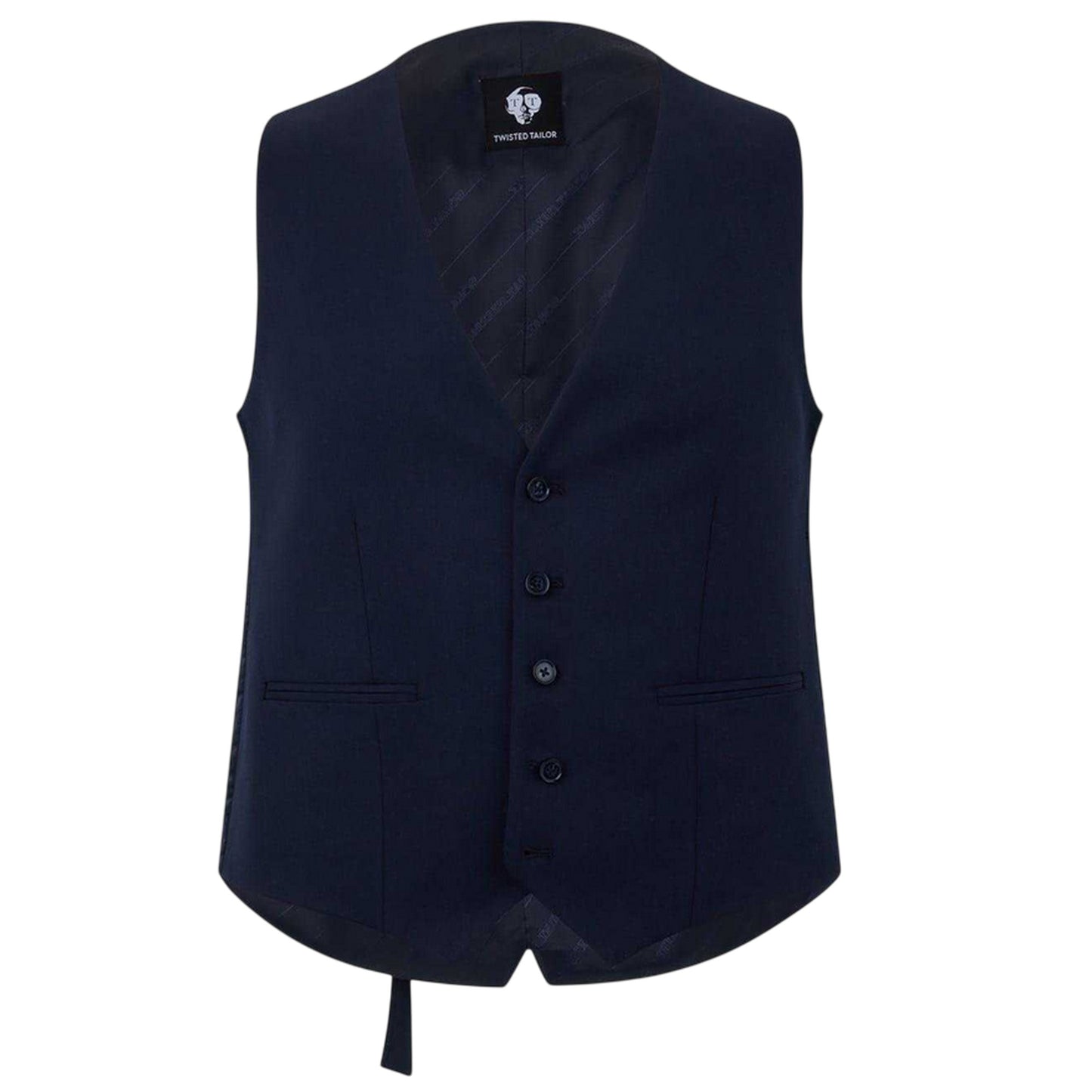 Navy - Front - Twisted Tailor Mens Slim Waistcoat