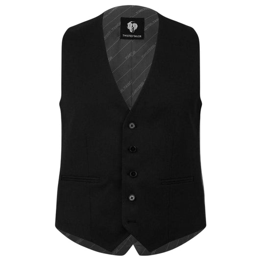 Black - Front - Twisted Tailor Mens Slim Waistcoat