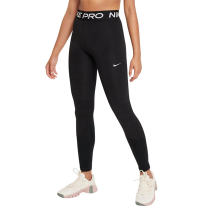 Black-White - Front - Nike Girls Pro Tights