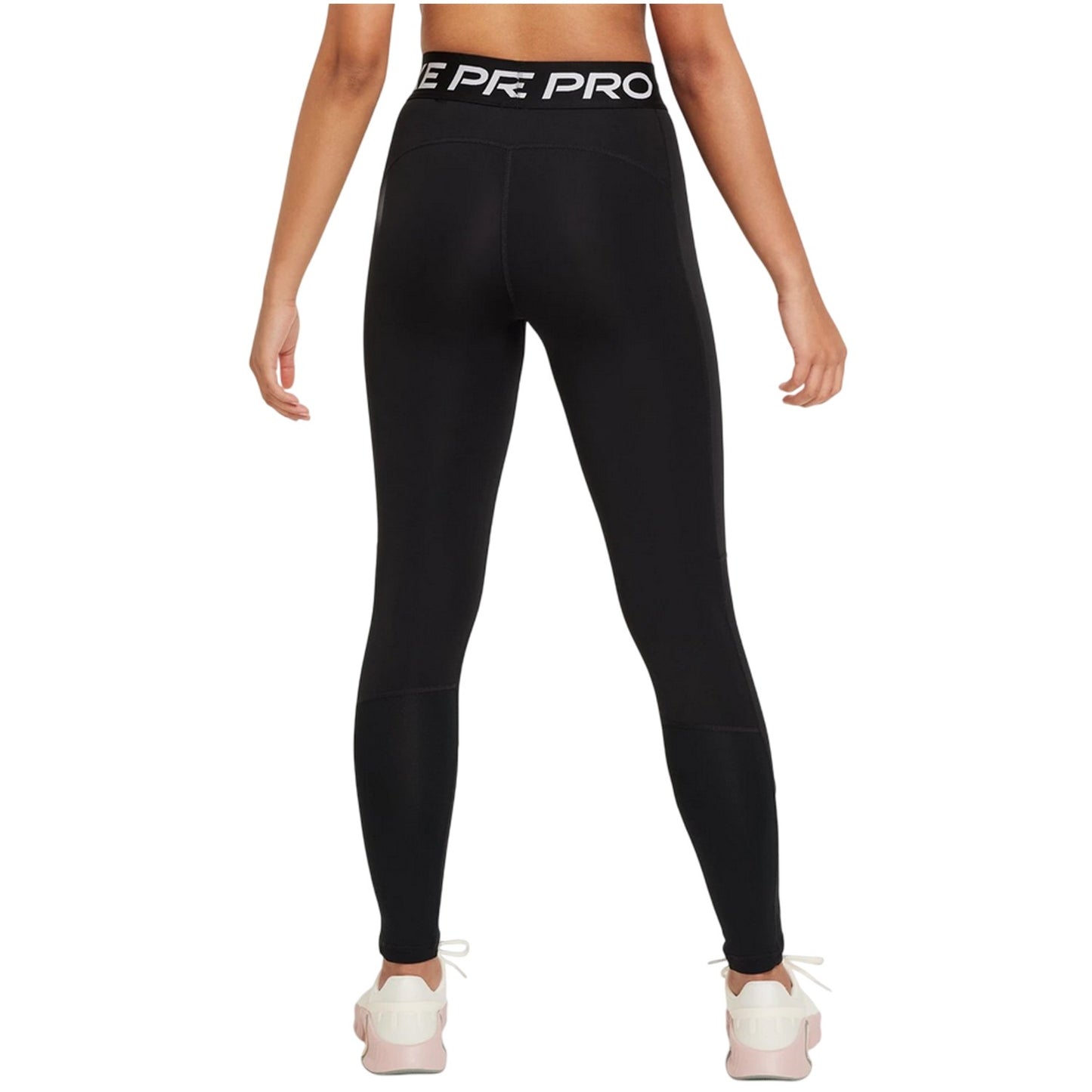 Black-White - Back - Nike Girls Pro Tights