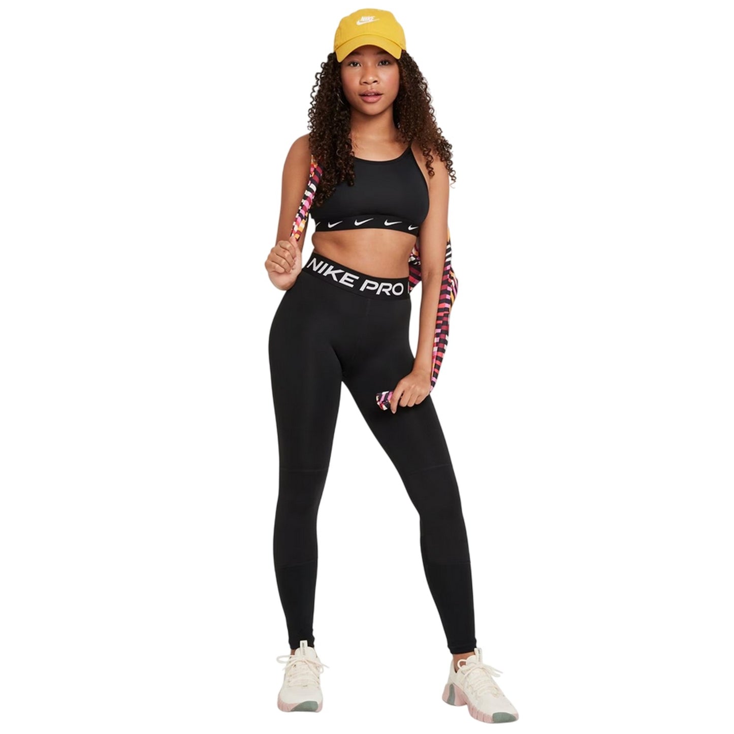 Black-White - Pack Shot - Nike Girls Pro Tights