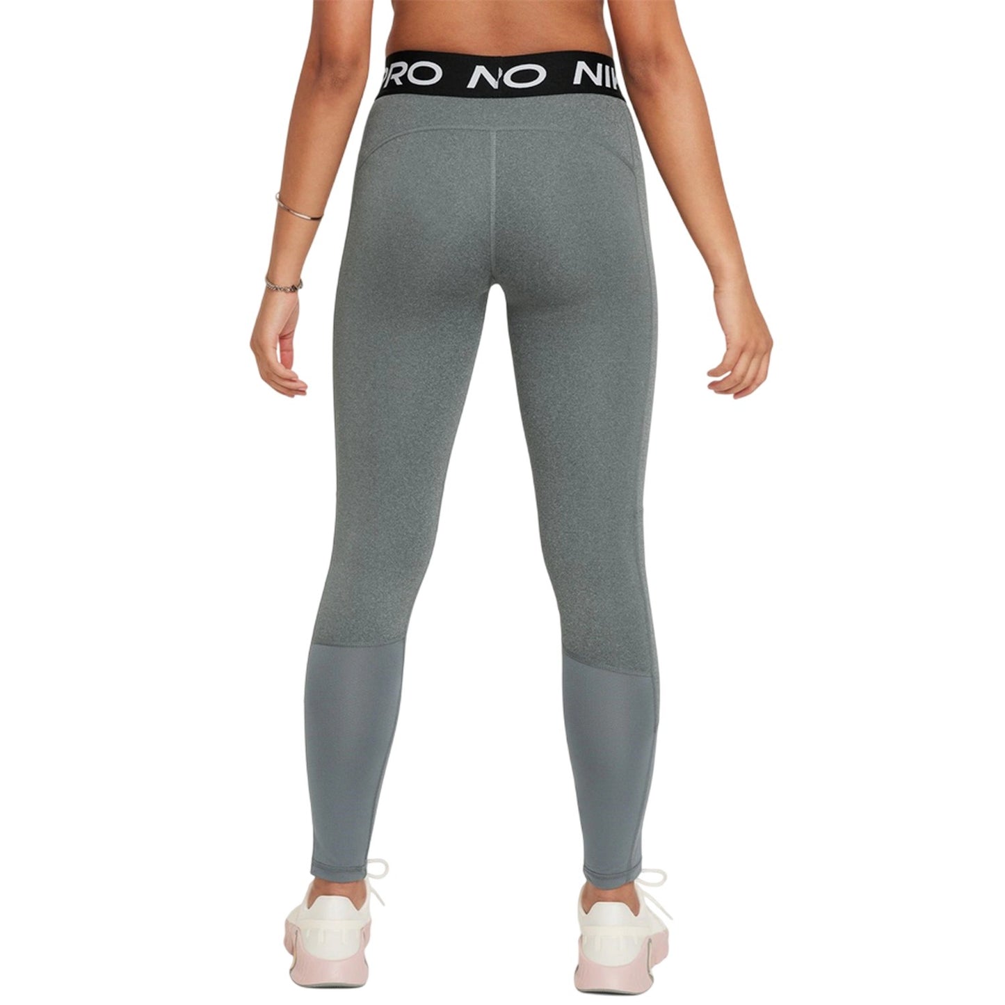 Carbon Heather - Back - Nike Girls Pro Tights