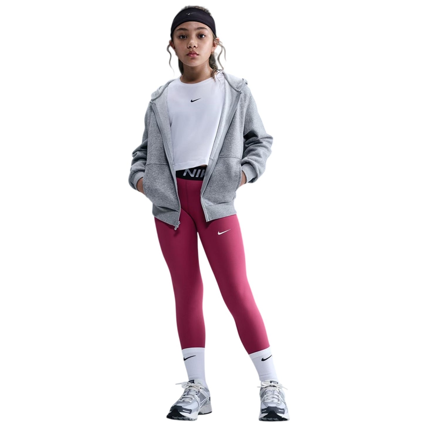 Beet Red - Pack Shot - Nike Girls Pro Tights
