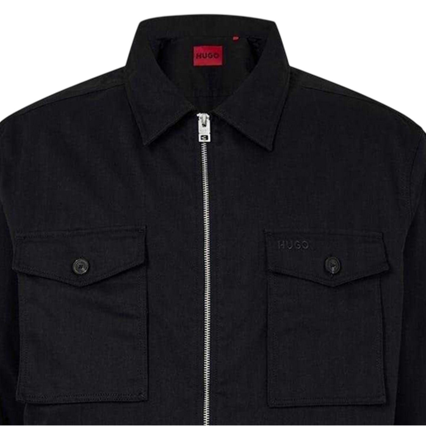 Black - Side - Hugo Mens Chest Pocket Shirt Jacket