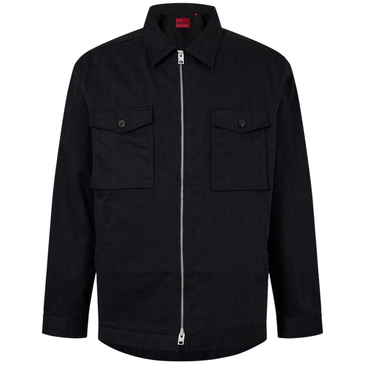 Black - Front - Hugo Mens Chest Pocket Shirt Jacket
