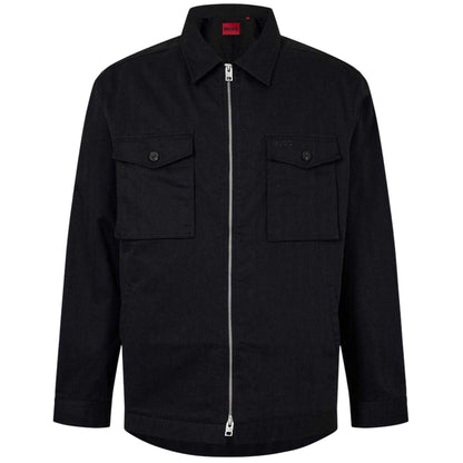Black - Front - Hugo Mens Chest Pocket Shirt Jacket