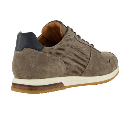 Grey - Back - Dune London Mens Lo Trilogy Textured Lace Up Trainers
