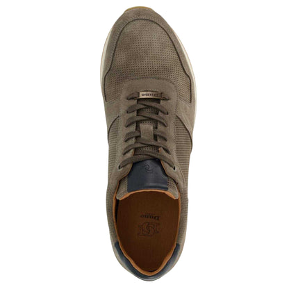 Grey - Side - Dune London Mens Lo Trilogy Textured Lace Up Trainers