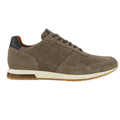 Grey - Front - Dune London Mens Lo Trilogy Textured Lace Up Trainers