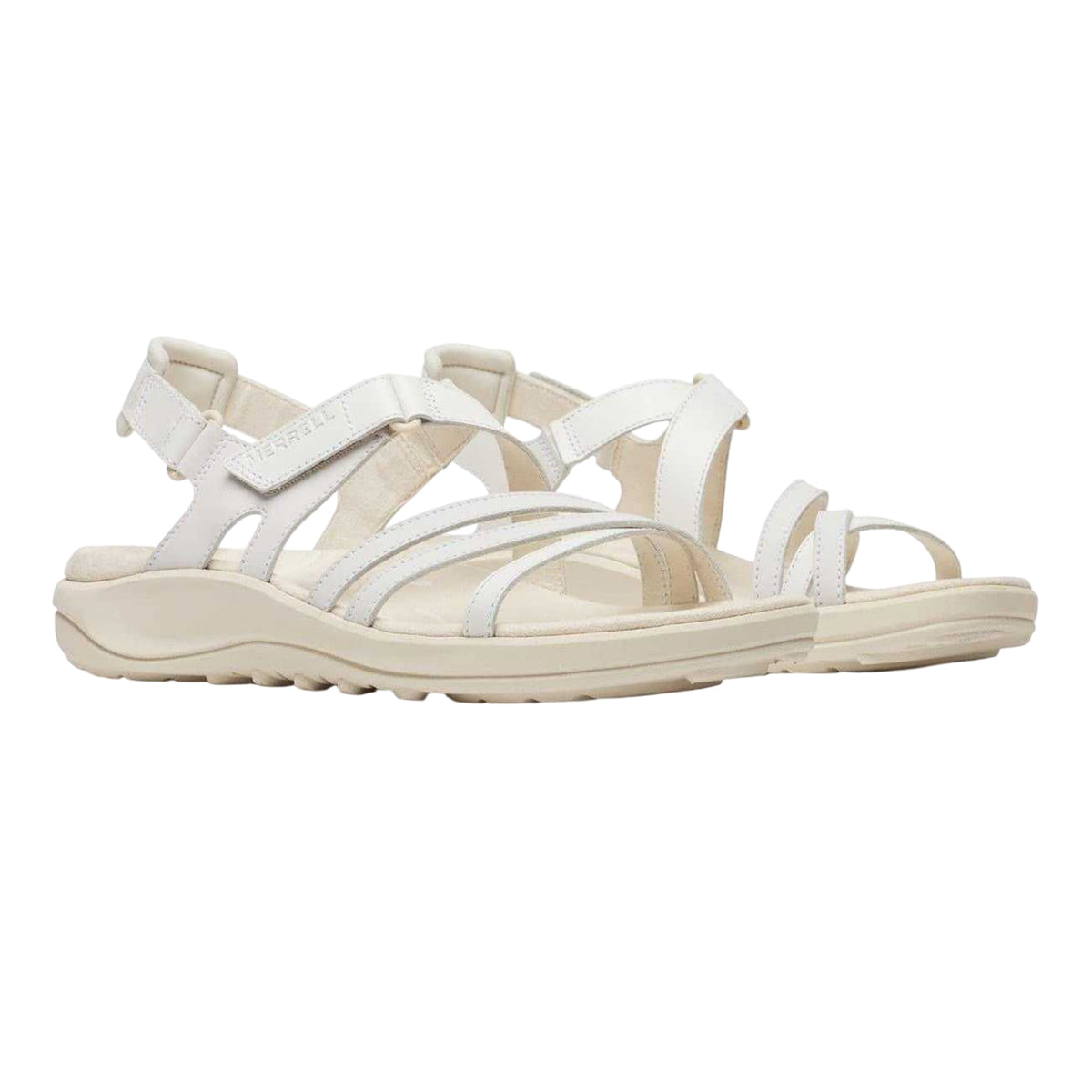 White - Lifestyle - Merrell Womens-Ladies Harbour Full Grain Leather Backstrap Sandals