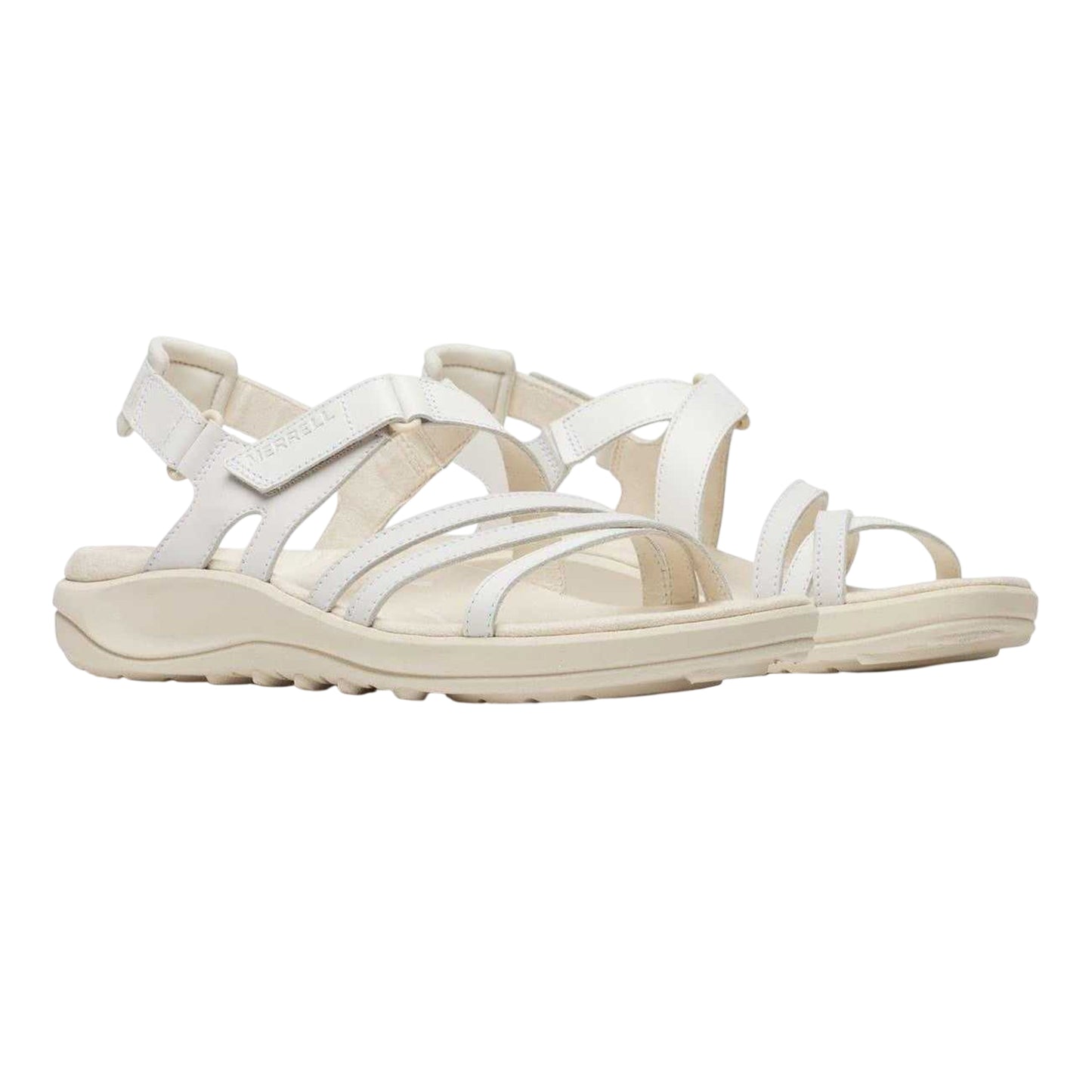 White - Lifestyle - Merrell Womens-Ladies Harbour Full Grain Leather Backstrap Sandals