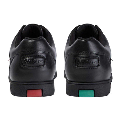 Black - Back - Kickers Childrens-Kids Fragma Leather Lace Up School Shoes
