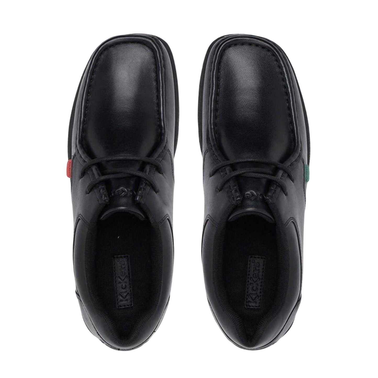 Black - Lifestyle - Kickers Childrens-Kids Fragma Leather Lace Up School Shoes
