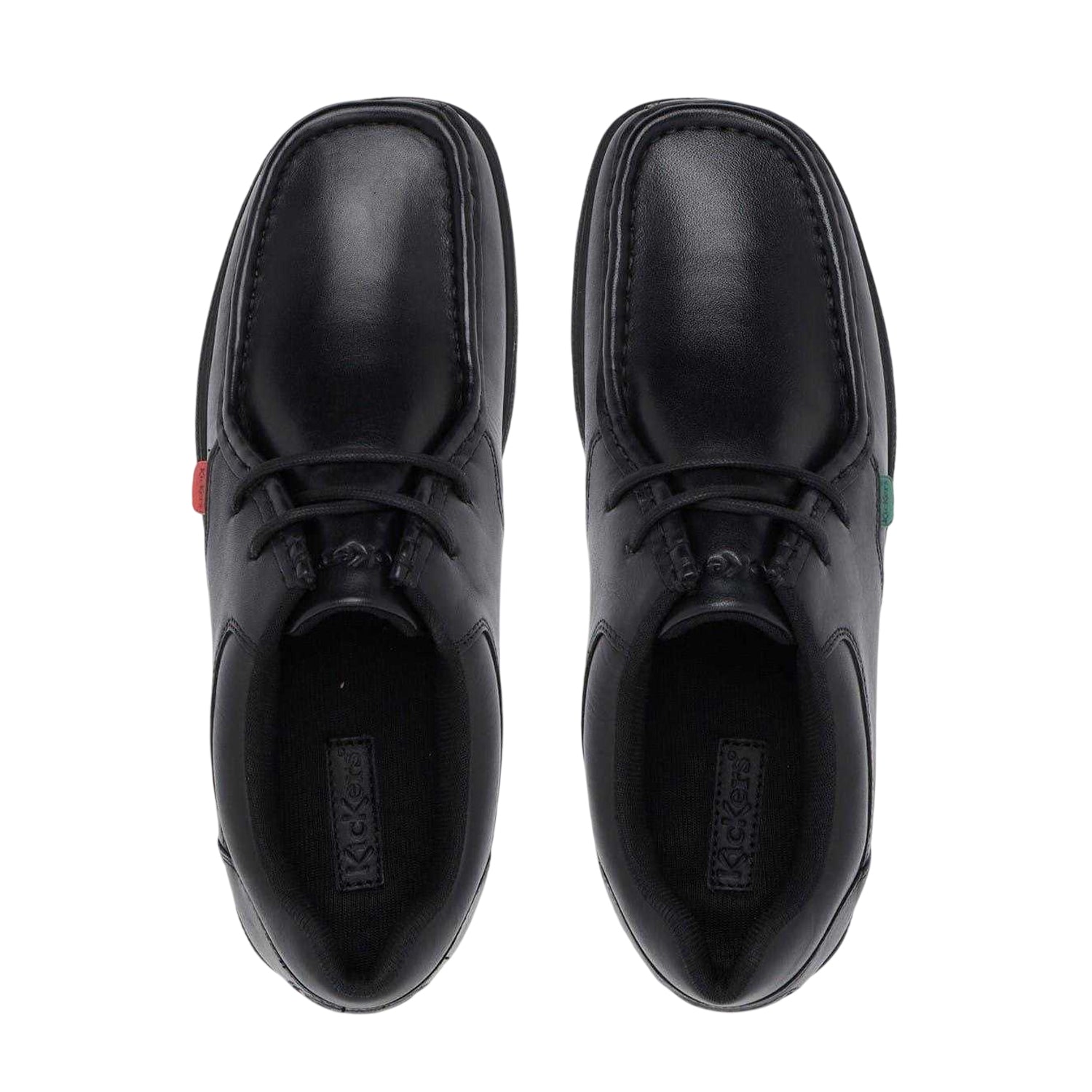 Black - Lifestyle - Kickers Childrens-Kids Fragma Leather Lace Up School Shoes