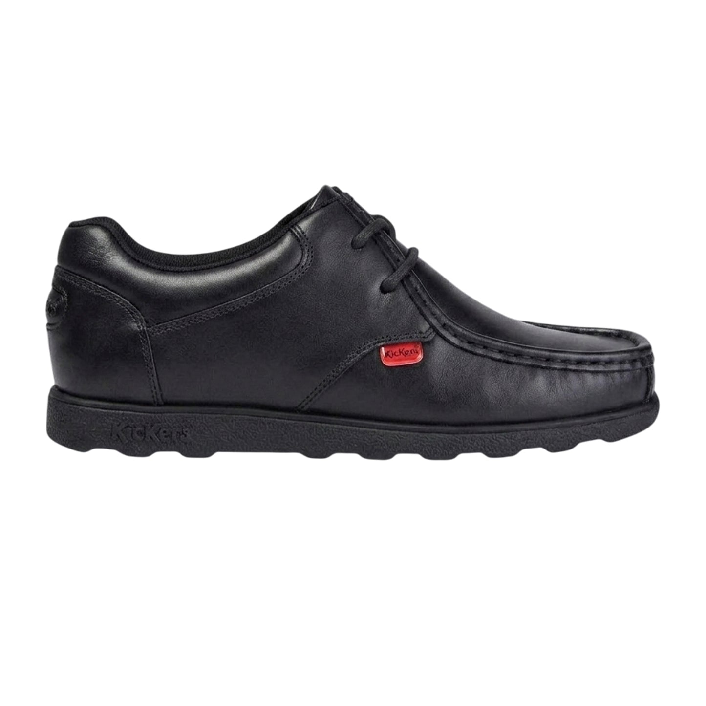 Black - Front - Kickers Childrens-Kids Fragma Leather Lace Up School Shoes