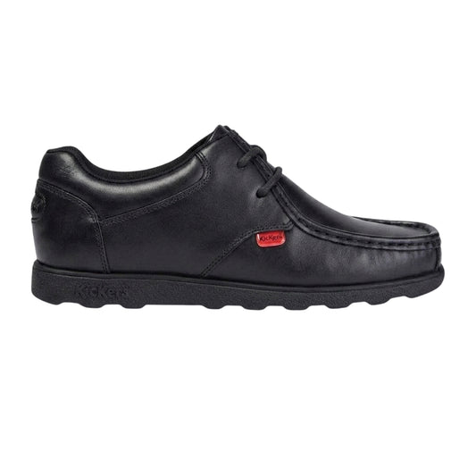 Black - Front - Kickers Childrens-Kids Fragma Leather Lace Up School Shoes