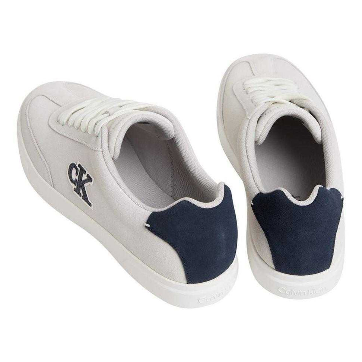 Off White-Navy - Back - Calvin Klein Mens Suede Low Trainers