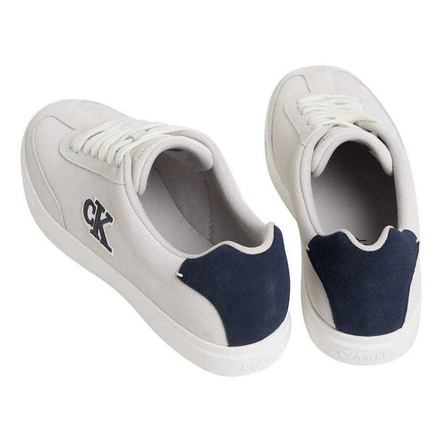Off White-Navy - Back - Calvin Klein Mens Suede Low Trainers