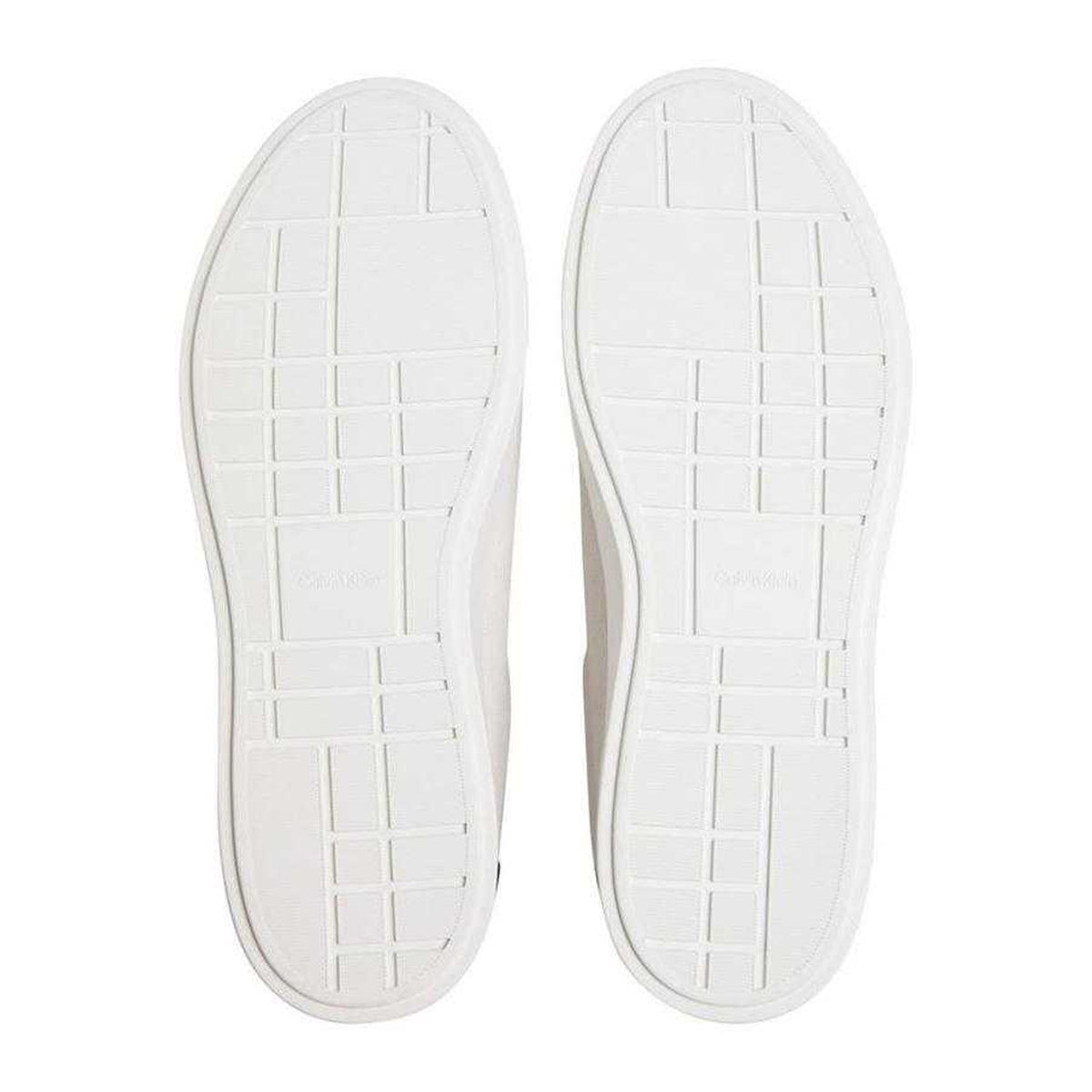 Off White-Navy - Side - Calvin Klein Mens Suede Low Trainers
