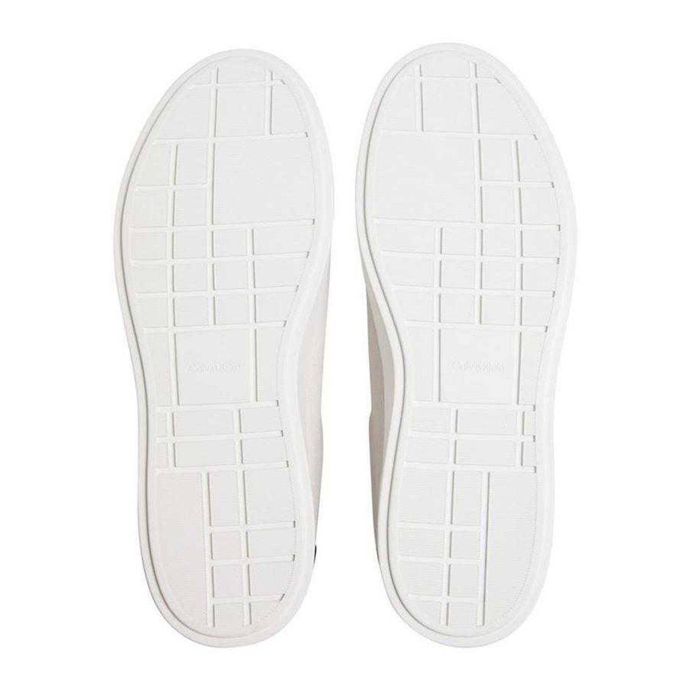 Off White-Navy - Side - Calvin Klein Mens Suede Low Trainers